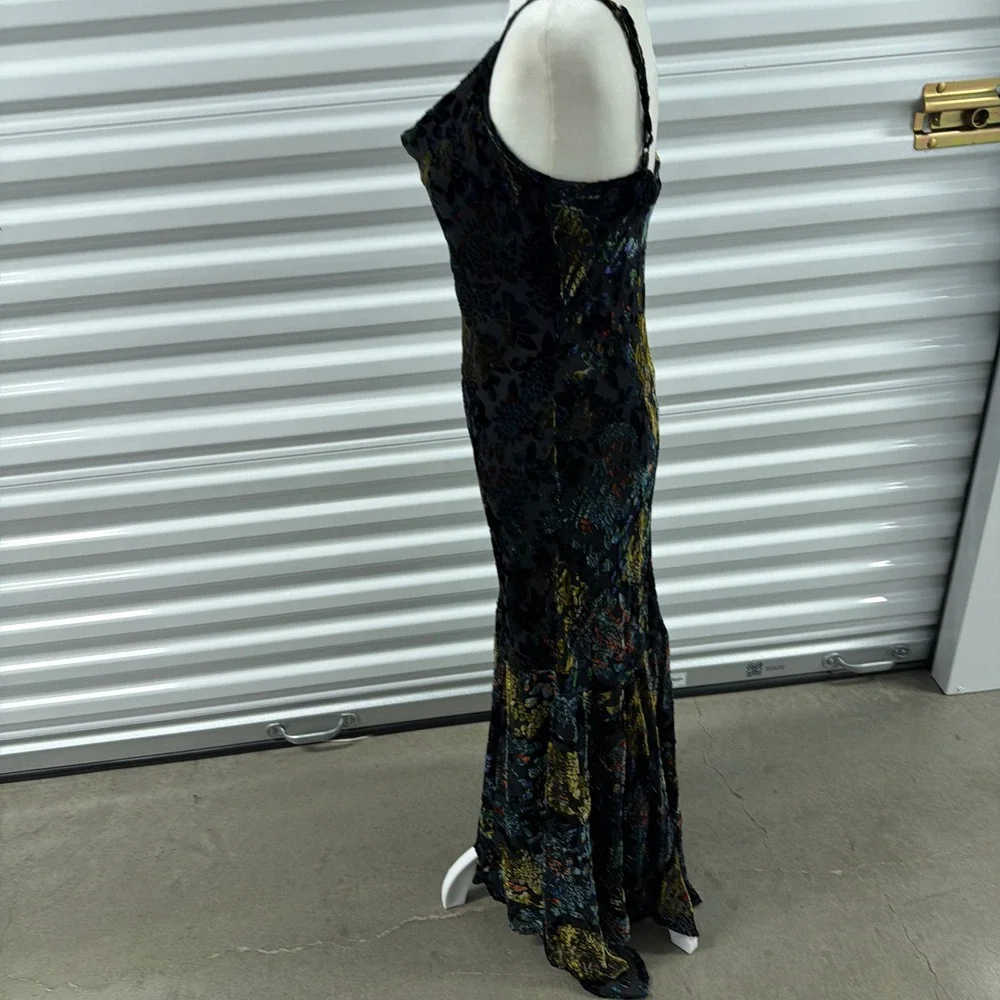 Vtg Newport News Velvet Burnout Maxi Dress Womens 10 Cowl Mermaid Witchy 90s y2k